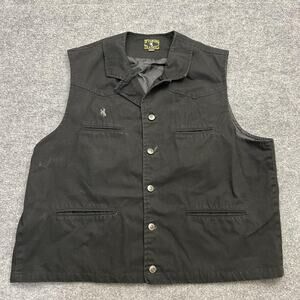 Wyoming Traders Vest Mens 2XL Black Canvas Western Work Ranch Outdoor Cowboy